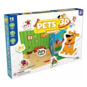 Jogo Da Memória Pets 3d Infantil 18 Peças- Pais E Filhos
