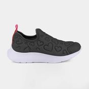 Tênis Infantil Bibi Slip On Corações Preto