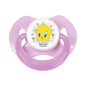 Chupeta T1 Looney Tunes Piupiu Rosa Com Capuz e Bico de Silicone Ortôdontico de 0 a 6 Meses BabyGo