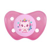 Chupeta T2 NK II Unicórnio Rosa Menina Com Bico Silicone Ortodôntico +6 Meses