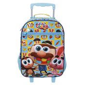 Mala Escolar G com Rodinhas + Squeeze 340ml Infantil Menino Azul José Comilão