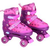 Patins Roller Ajustável Cadarço com Acessórios Rosa 34-37 | DM Radical