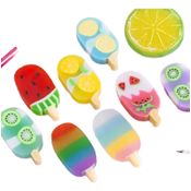 Kit 4 Borrachas Em Formato De Picolé De Frutas Fofo Ice