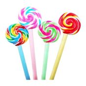 Kit 3 Canetas Pirulito Lollipop Coloridos Super Fofo