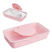 Porta Lenço Umedecido Portátil Plástico Bebê De Ursinho Rosa
