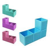 Organizador De Mesa Porta Caneta Lapis Retangular 3 Cavidade