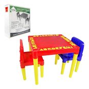 Mesa Mesinha Didática Infantil 2 Cadeiras Educativa E Letras