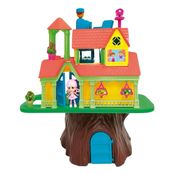 Casinha Casa Na Árvore 2 Andares 2 Bonecos + 15 Acessórios