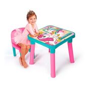 Mesa Mesinha Unicórnio Mágico Com 1 Cadeira E Porta Objetos