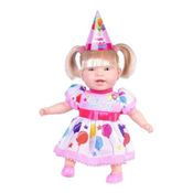 Boneca Sonho Azul Feliz Aniversário De 39cm Com Bolo  Chapéu