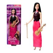 Boneca Barbie Profissões Violinista Japosesa Vestido Rosa