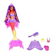 Boneca Barbie Sereia Magica Morena Cabelo Roxo Edição Luxo