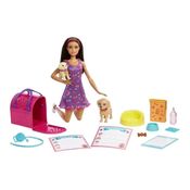 Boneca Barbie Adota Cachorrinhos Morena Com Pet Magico
