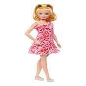Boneca Barbie Fashionista Loira Vestido De Flor Vermelho