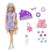 Boneca Barbie Totally Hair Vestido Estrelado Cabelo Colorido