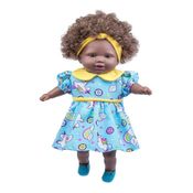 Boneca Tayla Negra Cabelo Castanho Vestido Unicórnio Azul