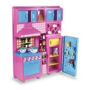 Cozinha Rosa Infantil 45cm Com Fogão Geladeira E Acessorios