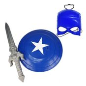 Kit Herói Com Escudo + Espada E Máscara Capitão - Toymaster Cor Colorido