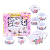 Miniatura Conjunto Jogo De Chá Café Porcelana 9pcs Flores