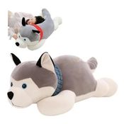 Cachorro De Pelúcia Almofada Husky Siberiano Deitado 45cm