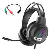 Fone de Ouvido Headset Gamer Jogos Evolut Lesh Eg-306 Led Rainbow Cor Preto
