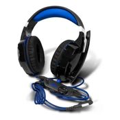 Fone de Ouvido com Fio Gamer Jogos Headset Knup 455A Profissional Cor Preto Azul