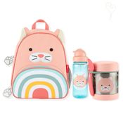 KIT MOCHILA + GARRAFINHA FLIP 384 ML E POTE TÉRMICO ZOO GATINHA - SKIP HOP