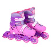 Patins Inline Ajustável com Acessórios Rosa Tamanho M 34-37