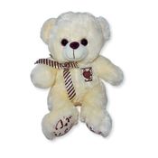 Urso de Pelúcia Melinha Creme com Lacinho e Coração Bordado Fizzy Toys Macio e Ideal para Presentear