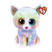 Bicho de Pelúcia Ty Beanie Boo's Gata Heather Toyng Colorida Pastel com Olhos Diferentes e Brilhantes