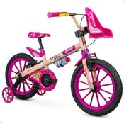 Bicicleta Barbie Infantil 5 anos Com rodinhas Nathor Aro 16