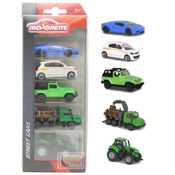 Pack 5 Miniaturas Street Cars C - Lamborghini, Renault Twingo, Jeep Wrangler, Caminhão, Trator - 1/64 - Majorette