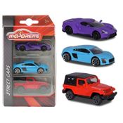 Pack 3 Miniaturas Street Cars B - Ford GT, Audi R8, Jeep Wrangler - 1/64 - Majorette