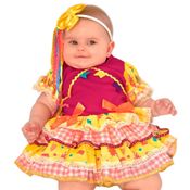 Vestido Feminino Bebê Caipirinha Festa Junina Com Tiara