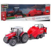 Trator Massey Ferguson 8740S c/ Enfardadeira - Farm - 1/40 - Bburago