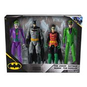 Kit c/ 4 Bonecos Articulados 30cm - Coringa, Batman, Robin e Charada - DC Comics - Spin Master