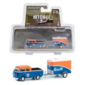 1975 Volkswagen T2 Double Cab Pick-Up Kombi Gulf e Trailer - Hitch Tow - Serie 28 - 1/64 - Greenlight