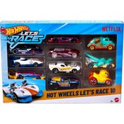 Pack c/ 10 Miniaturas Hot Wheels Let's Race - Seriado Netflix - 1/64 - Mattel