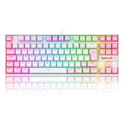 Teclado Mecânico Gamer Redragon Kumara, Switch Brown, RGB, ABNT2, Branco e Rosa