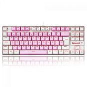 Teclado Mecânico Gamer Redragon Kumara, Switch Blue, LED Red, ABNT2, Rosa e Branco