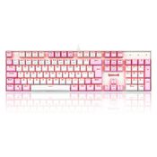 Teclado Mecânico Gamer Redragon Single Color Mitra, Switch Brown, ABNT2, Branco e Rosa