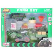 Conjunto Playset Fazenda c/ Trator Fendt Vario e Carretas - Mini Work Machines - 1/64 - Maisto