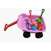 Carrinho com Kit Praia Brincar na Areia Trolley Rosa Kepler