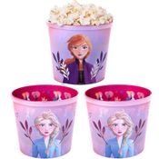 3 Potes para Pipoca Infantil da Frozen Pipoqueira Balde Estampado Anna Elsa 2 Litros