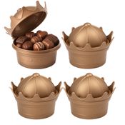 4 Potes de Coroa Dourado Princesa p/ Festa Aniversário Doces p/ Sacola Surpresa