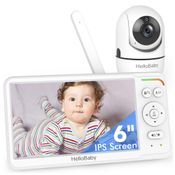 Monitor de Bebê HelloBaby com Tela IPS - Visão Noturna, Bateria de 30 Horas, Controle Remoto de Câmera, Áudio Bidirecional