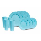 Conjunto de Pratos e Copos com 12pçs Disney Home Azul