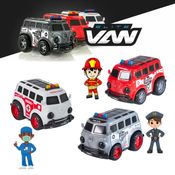 Kit 3 Carrinhos Polícia/Bombeiros/Ambulância Mini Kombi 18CM Plástico - BS Toys