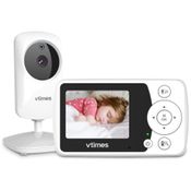 Babá Eletrônica com Câmera e Áudio, Visão Noturna, Tela LCD de 2,4", Sensor de Temperatura, 1000ft - Ideal para Bebês, Idosos e Animais,VTimes