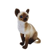 Gato de Pelúcia Realista Sentado Siamês Fizzy Toys 33cm com Olhos Brilhantes e Toque Macio